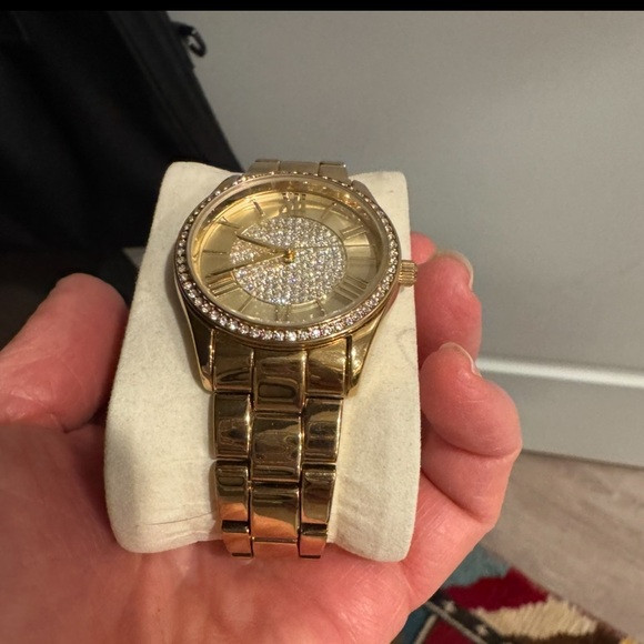 MK BLING Gold Watch with Crystal Accents - Picture 1 of 6